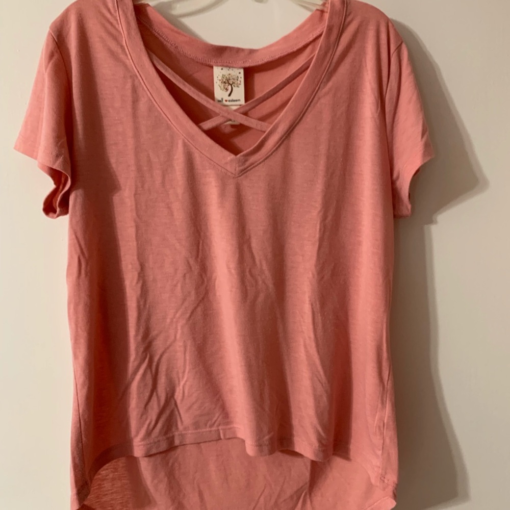 bright pink shirt w/ cagged front